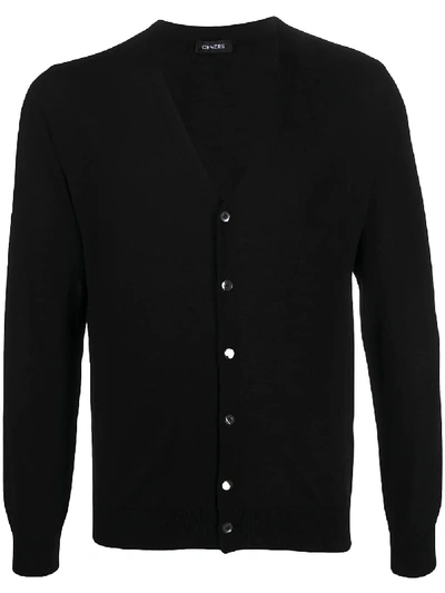 Cenere Gb Rib-trimmed Merino Wool Cardigan In Black