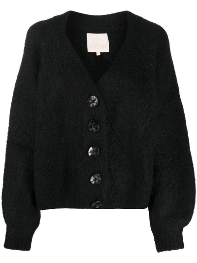 Bytimo Rib-trimmed V-neck Cardigan In Black