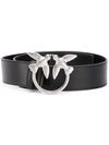 Pinko Bird Buckle Leather Belt In Black