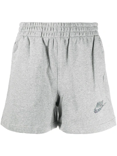 Nike Logo Print Track Shorts In Grey