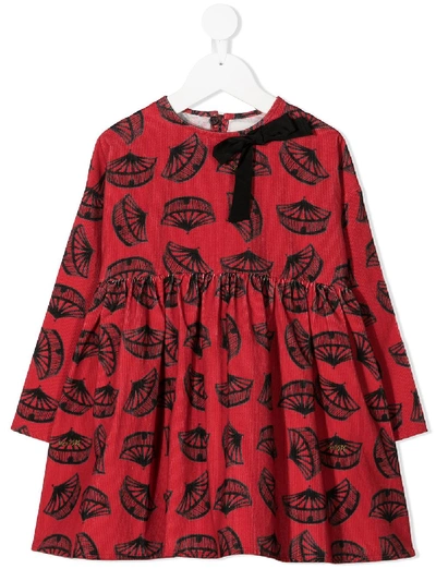 Touriste Kids' Graphic Print Bow-detail Dress In Red