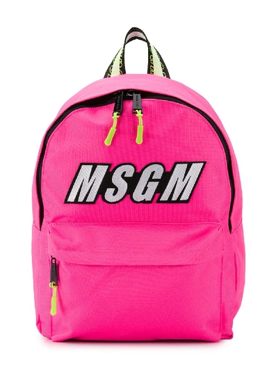 Msgm Kids Embroidered Logo Backpack In Pink ModeSens