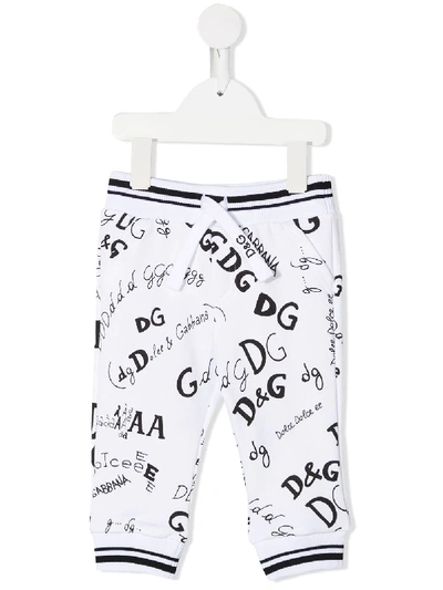 Dolce & Gabbana Babies' Logo Print Sweatpants In White
