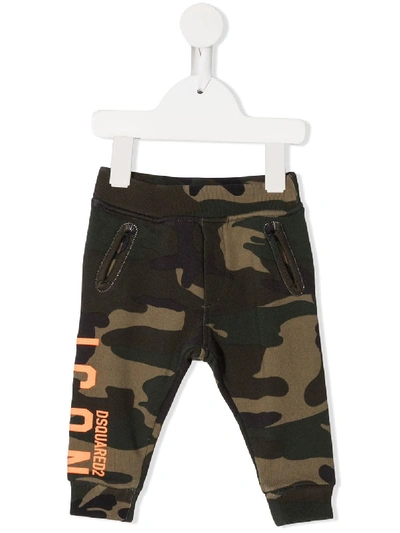 Dsquared2 Babies' Logo Camouflage Print Track Trousers In Green