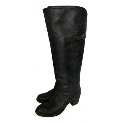 Pre-owned Frye Leather Riding Boots In Black