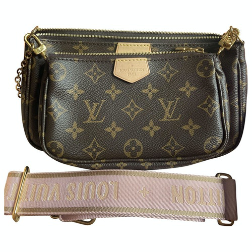 Pre-Owned Louis Vuitton Multi Pochette Access Brown Cloth Handbag | ModeSens