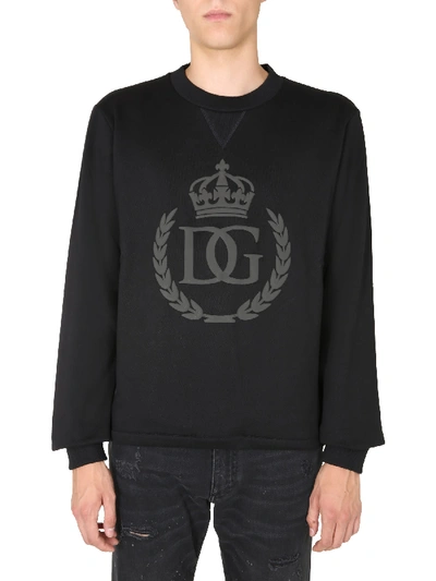Dolce & Gabbana Dg Logo Crew-neck Sweatshirt In Black