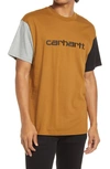 Carhartt Tricolor Embroidered Logo T-shirt In Hamilton Brown