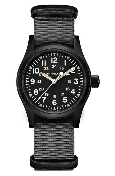 Hamilton Khaki Field Nato Strap Watch, 38mm In Black