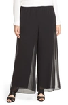 Alex Evenings Chiffon Overlay Wide Leg Pants In Black