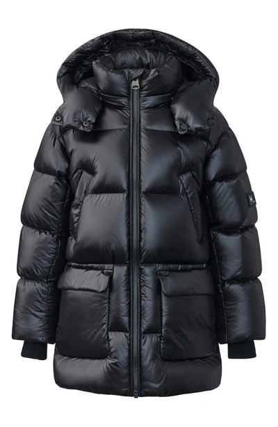 Mackage Kids' Kennie Down Hooded Puffer Coat In Black