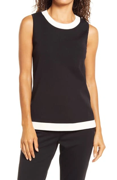 Anne Klein Colorblock Sleeveless Sweater In Anne Black/ Anne White