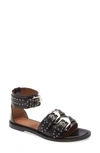 GIVENCHY STUDDED BUCKLE ANKLE STRAP SANDAL,BE304TE00C