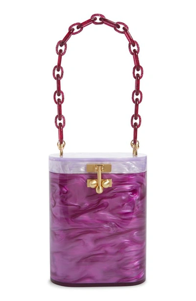 Edie Parker Oval Acrylic Bucket Bag In Lavender Multi