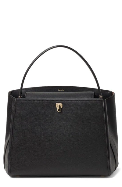 Valextra Medium Brera Leather Top Handle Bag In Black
