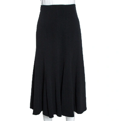 Pre-owned Dolce & Gabbana Black Crepe Flared Midi Skirt M