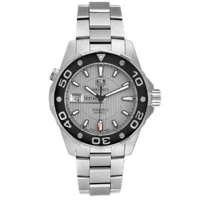 Pre-owned Tag Heuer Gray Stainless Steel Aquaracer 2000 Waj2111 Men's Wristwatch 43 Mm In Grey