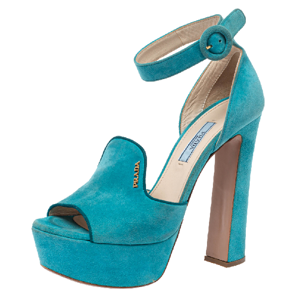 prada suede block heel
