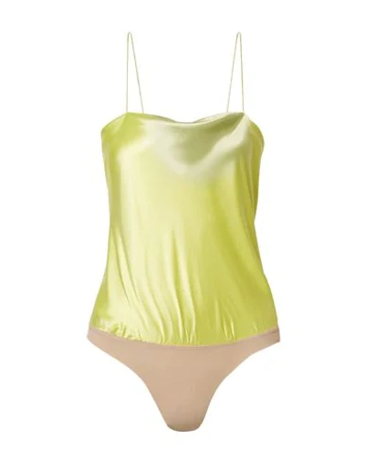 Alix Nyc Dean Silk-satin Bodysuit In Acid Green