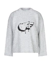Off-white Fuzzy Logo-intarsia Crewneck Sweater In Silver
