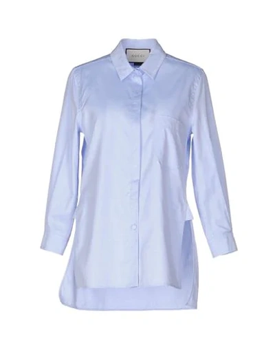 Gucci Solid Color Shirts & Blouses In Sky Blue