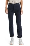 MOTHER THE SCRAPPER HIGH WAIST FRAYED CUFF ANKLE SLIM JEANS,1036-846