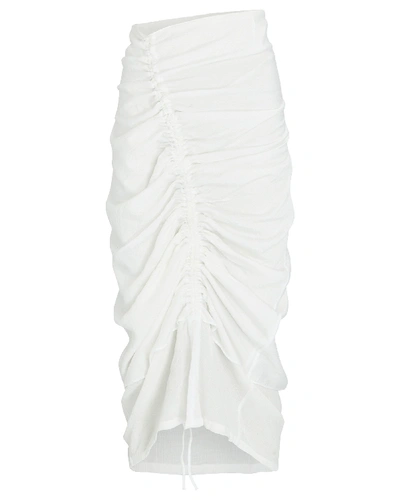 The Line By K Leomie Ruched Crinkled-voile Midi Skirt In White