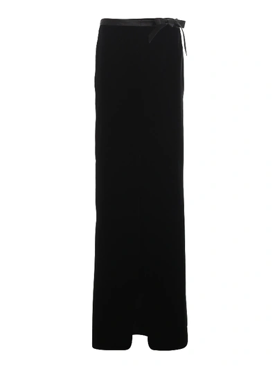 Saint Laurent Velvet Maxi Skirt In Black