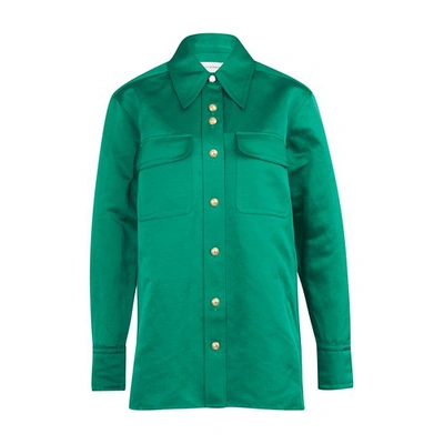 Wales Bonner Capleton Patch-pocket Linen-blend Poplin Shirt In Emerald