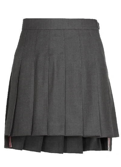 Thom Browne Wool Pleated Mini Skirt In Grey