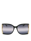 GUCCI DARK LENS OVERSIZED BUTTERFLY SUNGLASSES IN BLACK