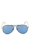 GUCCI BLUE LENS AVIATOR SUNGLASSES IN BLACK