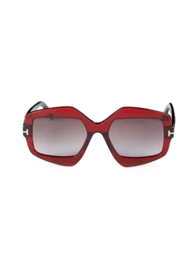 Tom Ford Tate 55mm Rectangle Sunglasses In Red