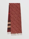 BURBERRY BURBERRY REVERSIBLE CHECK AND MONOGRAM CASHMERE SCARF,80340881