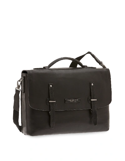 The Bridge Briefcases Kallio Genuine Leather Top-handle Men's Briefcase W/laptop&tablet Compartments In Black