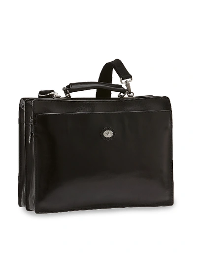 The Bridge Briefcases Story Uomo Genuine Leather Double Comparment Briefcase In Black