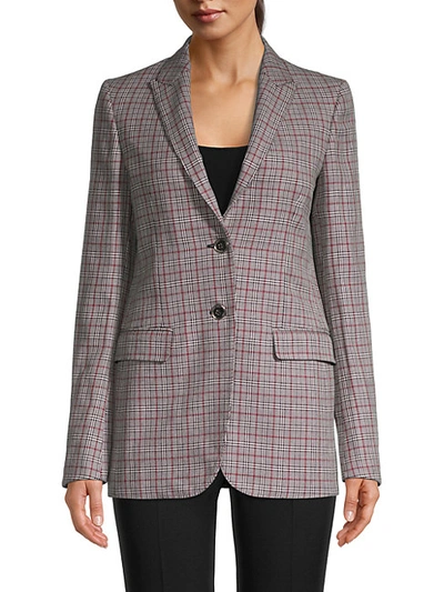 Giambattista Valli Plaid Wool & Cotton-blend Blazer In Ivory Plaid