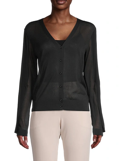Akris Women's Silk & Cotton-blend Buttoned Cardigan In Black