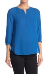 Nydj Henley 3/4 Sleeve Blouse (petite) In Bl Harbour