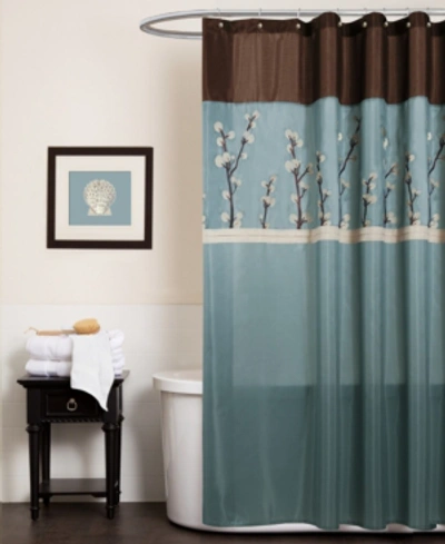 Lush Decor Cocoa Flower 72" X 72" Shower Curtain In Blue