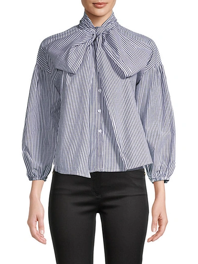 Avantlook Women's Bow-neck Blouse In Stripe