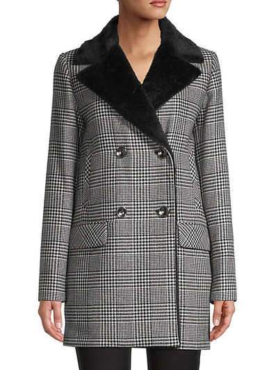 Cinzia Rocca Icons Women's Faux Fur & Wool-blend Houndstooth Jacket In Black White