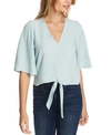 1.state Flounce-sleeve Tie-front Top In Dusty Mint