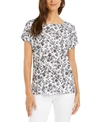 CHARTER CLUB LINEN FLORAL-PRINT BOAT-NECK TOP, CREATED FOR MACY'S