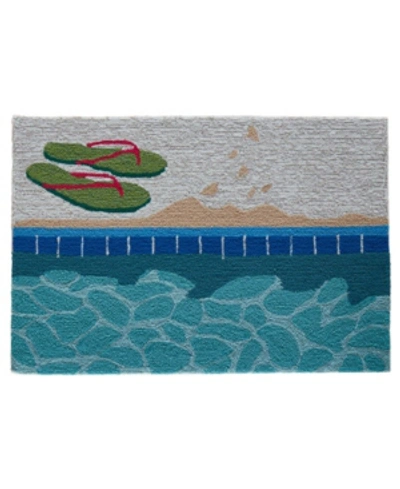 Liora Manne Frontporch Poolside Aqua 2'6" X 4' Outdoor Area Rug