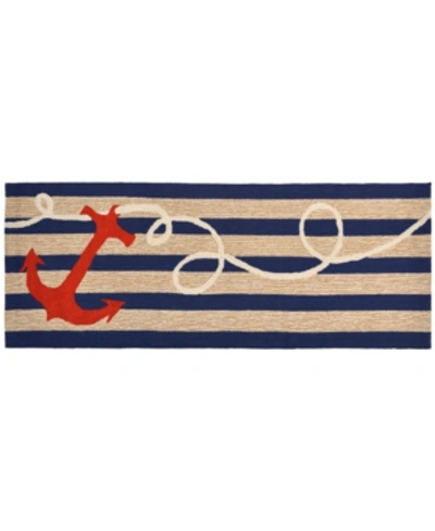 Liora Manne Frontporch Anchor Blue 2' X 5' Runner Rug