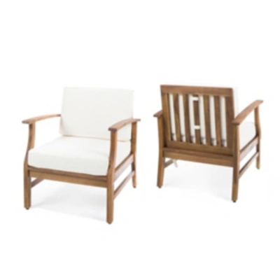 Noble House Perla Outdoor Club Chair (set Of 2) In Cream
