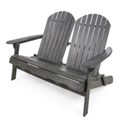 Noble House Malibu Outdoor Adirondack Loveseat In Dark Grey