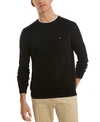 Tommy Hilfiger Mens Crewneck Casual Pullover Sweater In Deep Black