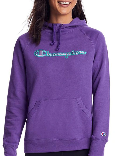 Champion Women's Cotton Powerblend Logo Hoodie In Purple